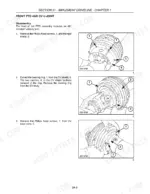 Case IH RBX-series round baler front PTO and CV U-joint disassembly procedure with shield and bearing ring diagrams.