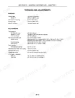 Case IH RBX-series round baler torque specifications and adjustment settings table.