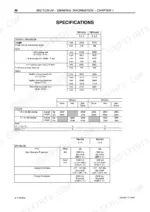 case-ih-rbx453-rbx463-round-baler-repair-manual-6-71270en-specs-38.webp Case IH RBX453, RBX463 specifications table for dimensions, weights, tires, and driveline protection settings.