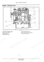 Case IH S8000 Engine sectional view showing numbered bolt locations for cylinder head, crankshaft, and main bearings.