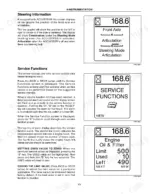 Case IH Steiger Series Tractor manual page 93 showing Accusteer steering information and service functions display screens.
