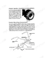 Case IH Tractor front wheel fender mounting components diagram showing upper and lower supports, spacers, and brackets.
