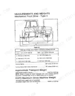 Case IH Tractor mechanical front drive measurements, weights, tire specifications, and turning radius diagram.