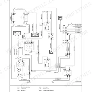 Case IH WD1903, WD2303 electrical schematic for engine start and power distribution systems.