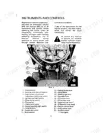 Case International 433-833 tractor controls diagram showing instrument cluster, pedals, and levers with numbered key list.