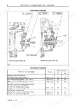 Case JX1070U, JX1080U, JX1090U, JX1100U PTO tightening torque diagrams and specification table for bolts and nuts.