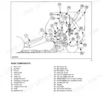 Case RB454, RB464 baler components diagram showing numbered parts list for rolls, belts, and tension systems.