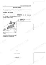 Case-steyr CS78, CS78a, CS86a, CS94a maintenance manual page showing procedure for opening the engine hood bonnet.