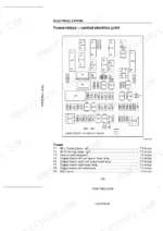 Case-steyr CS78, CS78a, CS86a, CS94a central electrics fuse and relay layout diagram with identification table.