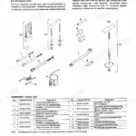Yanmar 2TM, 3TM, 4TM workshop tools list and diagrams for engine disassembly and reassembly procedures.