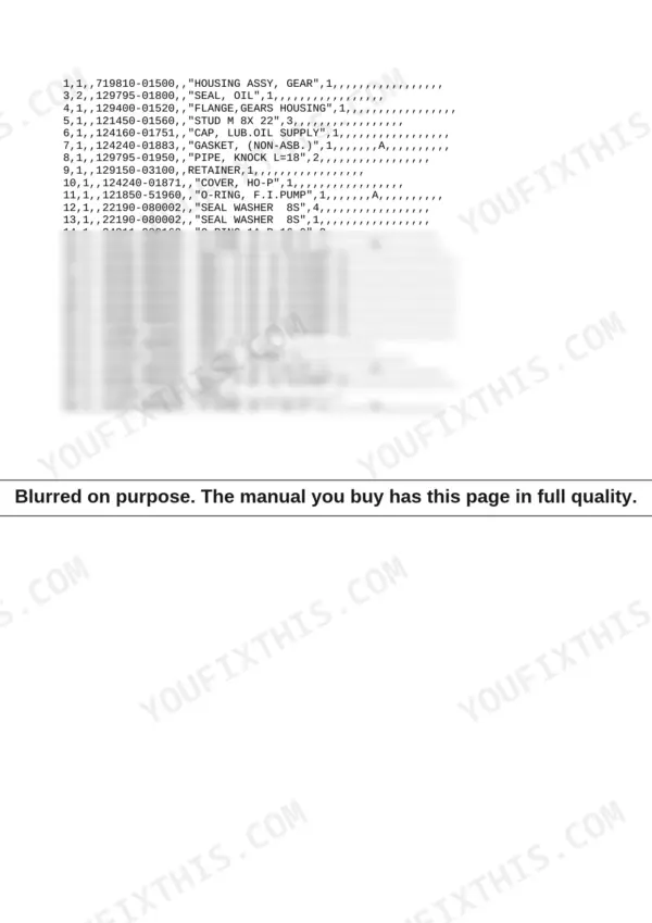 Yanmar 4TNE88-EBVC, 4TNE88-EBVC(S4140,60), Y00B6520 parts list for gear housing assembly, seals, bolts, and O-rings.