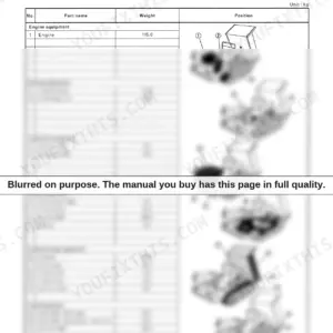 Yanmar C20R, 3TNA72L series technical data table showing component weights and corresponding location diagrams.