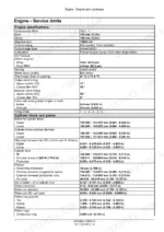 Cnh Industrial Cursor 13 engine service limits table showing specifications for cylinder block, piston, and valve timing clearances.