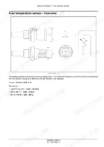 Cnh Industrial Cursor 13, Cursor 13 Single Stage Turbocharger Tier 4B (final) and Stage IV Engine, F3HFE613A*B003, F3HFE613B*B001, F3HFE613B*B002, F3HFE613D*B001, F3HFE613D*B002, F3HFE613G*B001, F3HFE613G*B002 fuel temperature sensor diagram, torque, and resistance values.