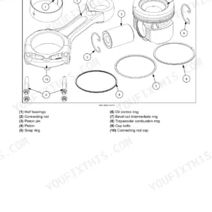 Cnh Industrial Cursor® 16 SST Tier 4B (final) and Stage IV Engine exploded view of connecting rod and piston components.