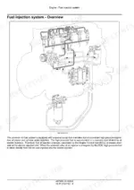 Cursor 9 Engine fuel injection system overview diagram showing common rail, pump, ECU, and fuel filter components.