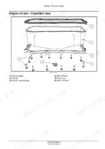 Cnh Industrial F5BFL413A*B001...F5HFL463D*F006 engine oil pan exploded view diagram with gasket, pan, plate, and bolts.