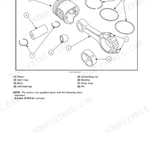 CNH NEF (F4DFE413) exploded view of piston, connecting rod, rings, and pin components