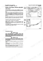 cummins-isc-to-qsl9-engines-repair-manual-4021418-00-wiring-348.webp Cummins ISC, QSC8.3, ISL, QSL9 electric fuel heater testing procedure, voltage check diagram, and safety warnings.