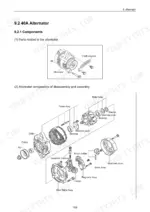 d0946375-b-exploded-view-119 Yanmar TNV Series exploded view diagram of 40A alternator components, rotor, brush holder, and pulley assembly.