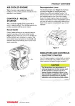 d3111996-b-controls-29 Yanmar L48N, L70N, L100N operation manual showing recoil starter, decompression lever diagrams, and engine controls.