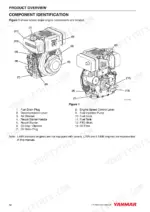 d3111996-b-exploded-view-26 Yanmar L48N, L70N, L100N engine component identification diagram showing fuel tank, recoil starter, and PTO shaft locations.