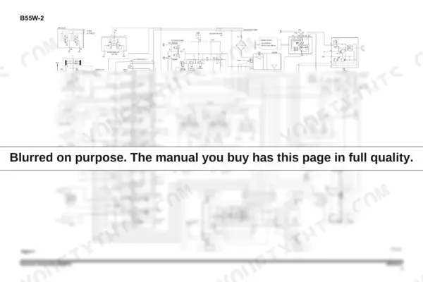 Yanmar B55W-2 hydraulic schematic diagram showing control valves, pumps, cylinders, and pilot supply lines.
