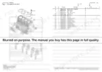 d5fa76b7-b-parts-list-4 Yanmar 4JH4AE cylinder block exploded view diagram and parts list with main bearings, head bolts, and plugs.
