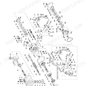 Yanmar ViO20 hydraulic equipment exploded view showing pump components, quick coupler cylinder, and valve assembly parts.
