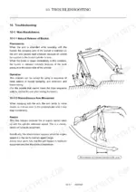 Yanmar ViO20 troubleshooting guide for bucket natural release and discontinuous arm movement hydraulic phenomena.