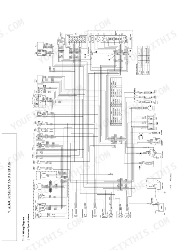 Yanmar ViO20 standard electrical wiring diagram showing battery, starter motor, alternator, and indicator box connections.