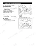 daedong-dk45s-dk451-tractors-workshop-manual-dc45-woo-procedures-73.webp Daedong DK45S, DK451 engine oil draining and filling procedure with dipstick and drain plug location diagrams.