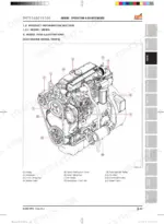 daedong-dx7510-dx9010-dx100-tractor-workshop-manual-da80-w00-torque-59-3.webp Daedong DX7510, DX9010, DX100 engine model view diagram showing 1104 engine components like oil filter and water pump.