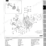 Daedong EX35, EX40, EX45, EX50 exploded view diagram of the E040 gear case and oil filter assembly components.