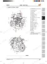 daedong-fx751-tractors-workshop-manual-dt56-w00-exploded-view-57-4.webp Daedong FX751 engine external views diagram showing 4CG1T engine components like turbocharger, fuel pump, and alternator.