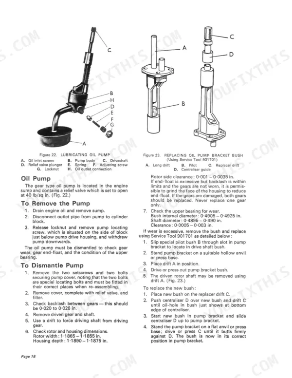 David Brown 3800/4600 Selectamatic Livedrive oil pump repair procedures