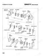 Drott 1500, 1800, 2000 exploded view diagram of the hydraulic proportionator valve showing gears, seals, and bearings.