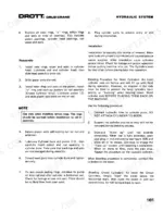 Drott 1500, 1800, 2000 hydraulic system reassembly and hoist cylinder bleeding procedures manual page.