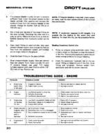 Drott 40 Cruz-Air Series "B", Drott 40 Cruz-Air Series "B" accelerator bleeding procedures and engine troubleshooting table.