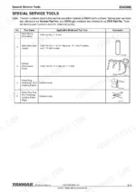 e227f64b-b-procedures-58 Yanmar 4BY, 6BY special service tools table with part numbers and tool illustrations.