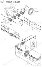 e3a8f8d6-b-exploded-view-3 Yanmar B30V-1, B30V - 1, 3TNE82A - B1A, B30V-1(EP) (B6050) exploded view diagram of track roller and adjuster assembly.
