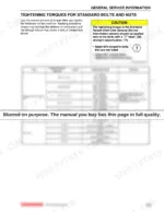 Yanmar TNV series standard bolt and nut tightening torque specification table for hexagon bolts and PT plugs.