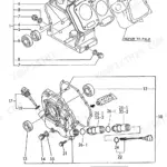 Yanmar GA120RDZB, GA120 exploded view diagram of the cylinder block, oil dipstick, and crankcase cover components.