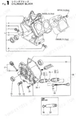 e60964fa-b-exploded-view-3 Yanmar GA120RDZB, GA120 exploded view diagram of the cylinder block, oil dipstick, and crankcase cover components.