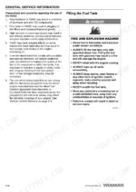 e783e67f-b-safety-43 Yanmar L48N, L70N, L100N service manual page on bio-fuel precautions and fuel tank filling safety procedures.