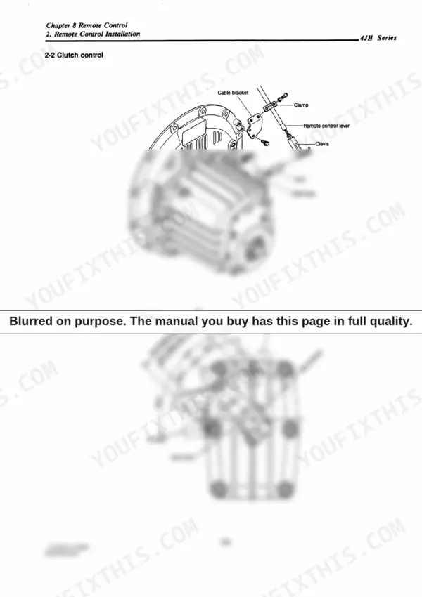 Yanmar 4JH series clutch control installation diagram.