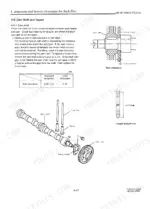 e83273bf-b-clearances-51 Yanmar 6LY(M)-UTE, 6LY(M)-STE cam shaft and tappet inspection procedure, side clearance table, and component diagram.