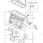 Yanmar 4TN78TL, 4TN78TL(YB401W), 4TNA78TL-DBWVM, 4TNA78TL-RBW, 4TN78TLL-DBWVM exploded view of cylinder block and bearings.