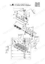 ea8040b7-b-exploded-view-9 Yanmar 4TN78TL, 4TN78TL(YB401W), 4TNA78TL-DBWVM, 4TNA78TL-RBW, 4TN78TLL-DBWVM exploded view of cylinder head and bonnet assembly.