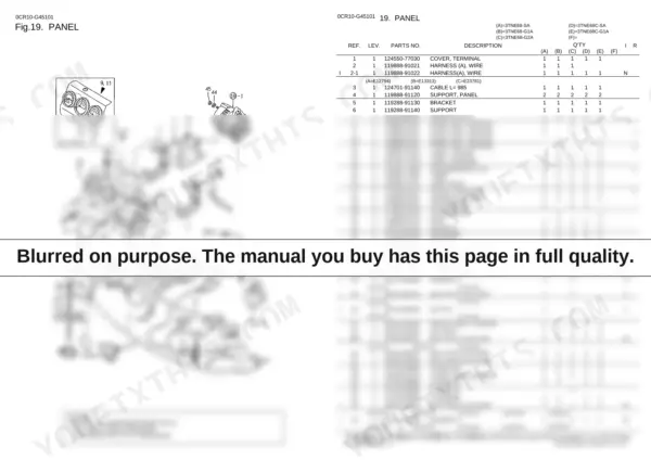 Yanmar 3TNE68 Series parts catalog — instrument panel and wiring exploded view.